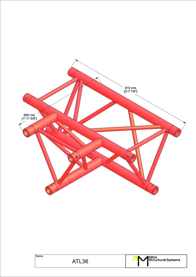 Milos M390L Trio Heavy duty 3 way horizontal t-piece truss corner HD 