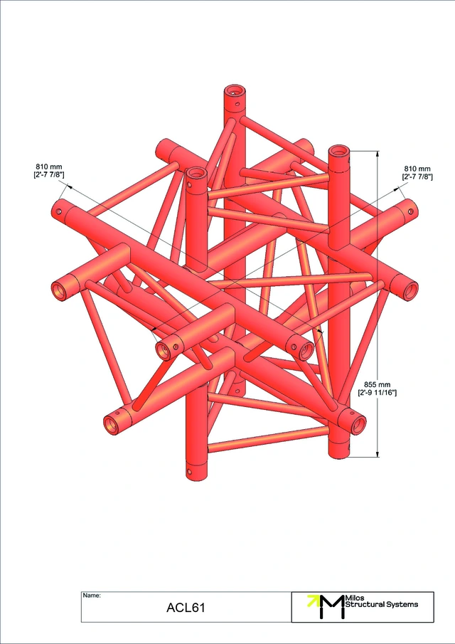 Milos M390L Trio Heavy duty 6 way t-piece truss corner HD 