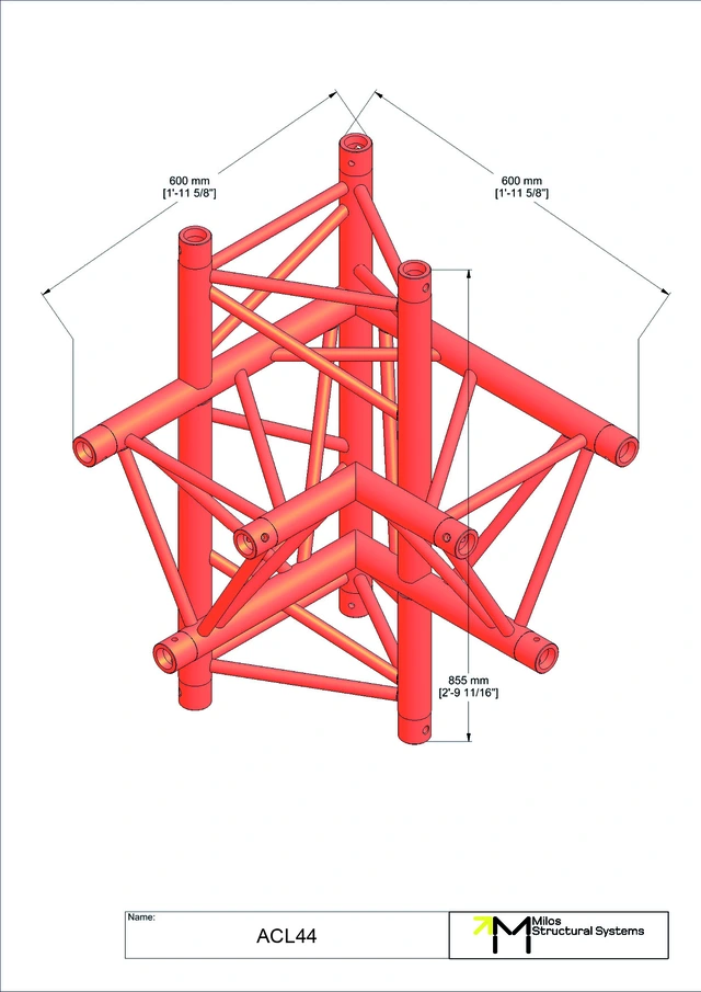 Milos M390L Trio Heavy duty 4 way 90° truss corner right HD 