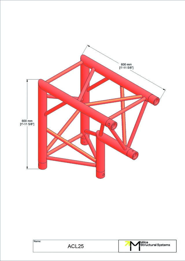 Milos M390L Trio Heavy duty 2 way 90° truss corner apex in HD 