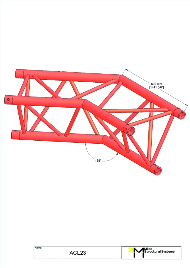 Milos M390L Trio Heavy duty 2 way 135° truss corner HD 