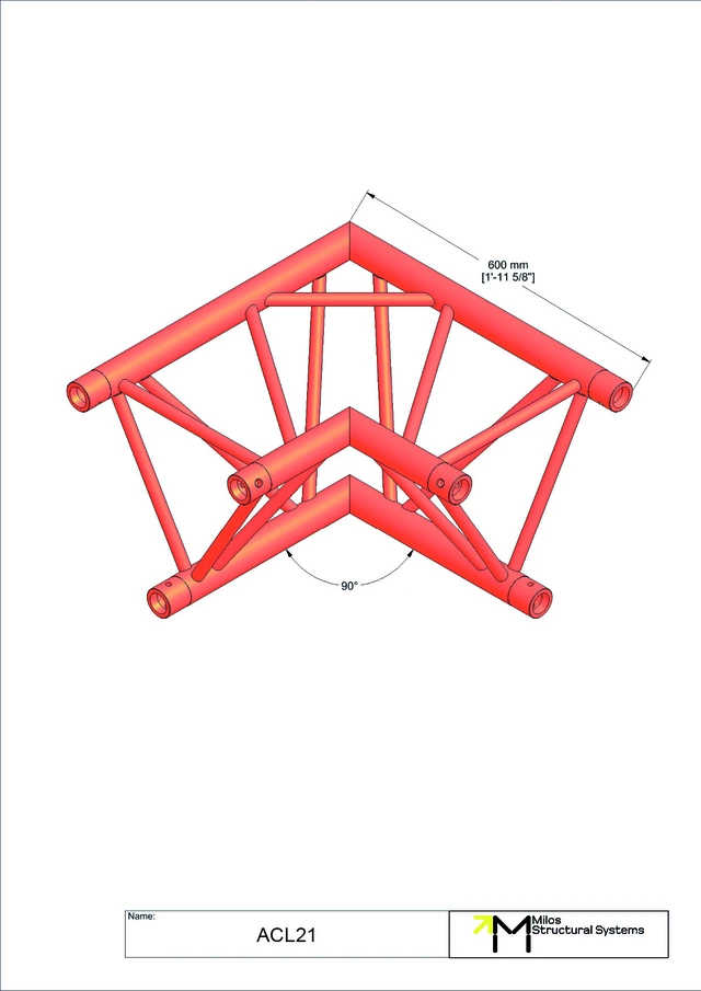 Milos M390L Trio Heavy duty 2 way 90° truss corner HD 