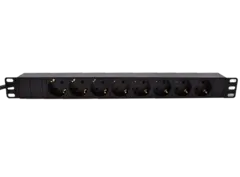LinkIT 19" Strømskinne 8xCEE 7/4 2m CEE 7/7, u/bryter, 2,0 meter, 16A 3600W