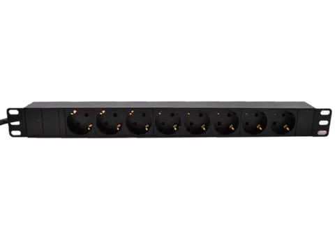 LinkIT 19" Strømskinne 8xCEE 7/4 2m CEE 7/7, u/bryter, 2,0 meter, 16A 3600W 