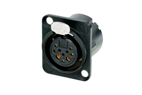Neutrik NC10FD-LX-B XLR chassis 10P 8+2 strøm CAT5e hun sort 