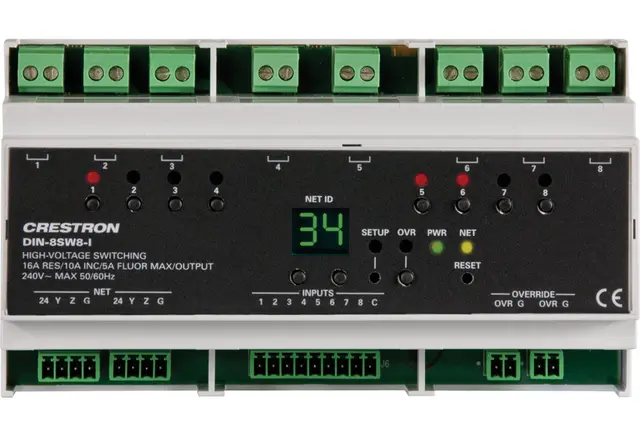 Crestron DIN-8SW8-I 8 x Rele DIN montert, 8 x innganger, Crestnet 