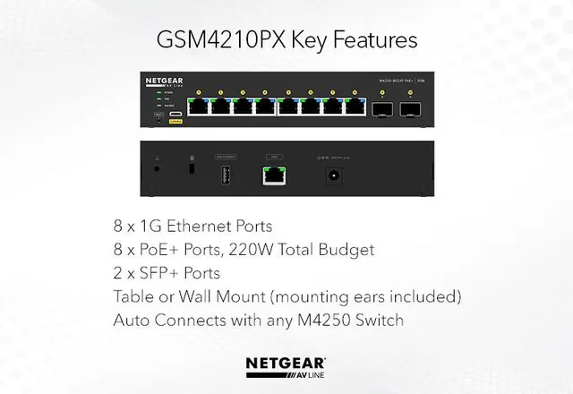 Netgear GSM4210PX AV Line M4250 8-Port | 8xPoE+ 220W | 2xSFP+ 