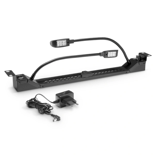 Adam Hall 19" Cold-white blue COB LED rack light with two goosenecks 