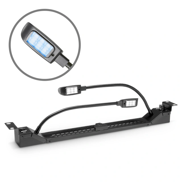 Adam Hall 19" Cold-white blue COB LED rack light with two goosenecks 