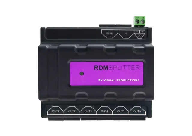 Visual RdmSplitter (RJ45) DMX+RDM DIN rail mounted splitter/booster. 