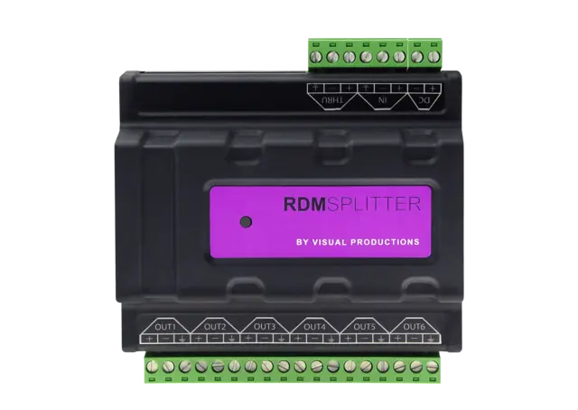 Visual RdmSplitter (Terminal) DMX+RDM DIN rail mounted splitter/booster. 