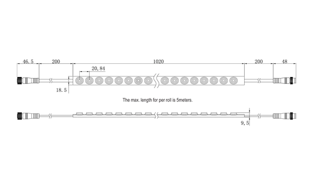 Protech Wall washer W6500k, 20°x45° 18w/m, 48Led/m, IP67 
