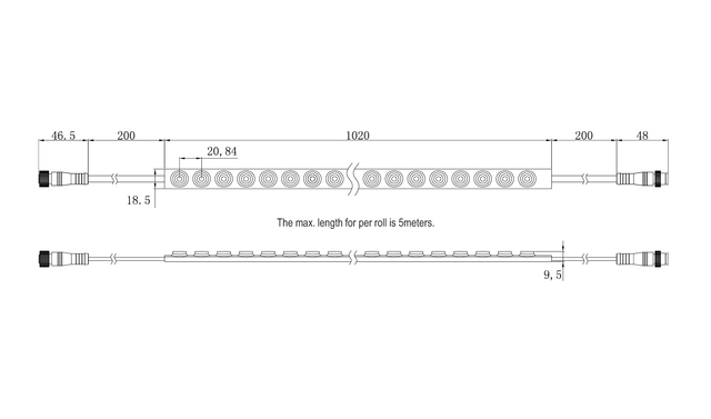 Protech Wall washer W3000k, 30°, 18w/m 48Led/m, IP67 5m 