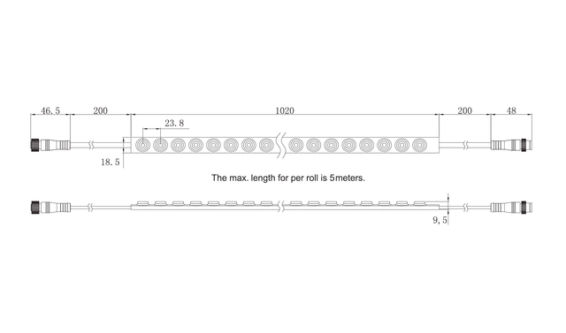 Protech Wall washer RGBW, 15°, 8w/m 42Led/m, IP68, 5m 
