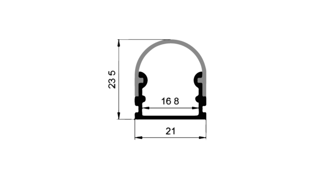 Protech Alu-profile incl cover, 2m 21x14 