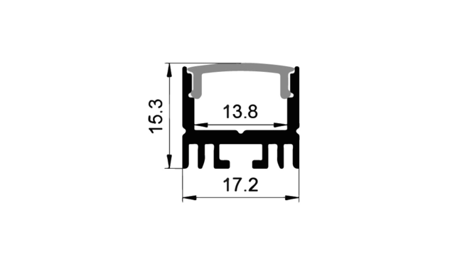 Protech Alu-profile for 12mm tape 2 meter x 17x15, heavy 