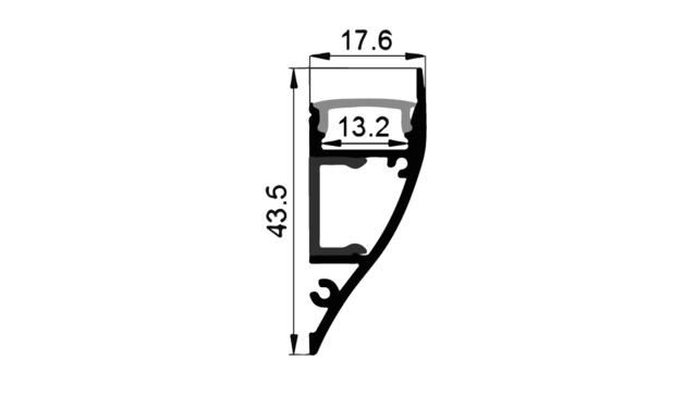 Protech Alu-profile for 12mm tape 2 meter x 18x45mm 