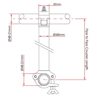 Dougthy T57375 Pipe To Pipe Coupler 90 Degree (1000mm Centres) 