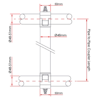 Dougthy T57359 Parallel Pipe To Pipe Coupler (2000mm Centres) 