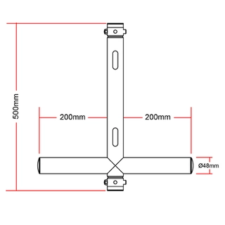 Doughty T45768 500Mm Tee With Through Connector (Black) 