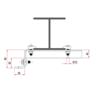 Doughty T29806 Girder Clamp With End Bracket (230mm - 300mm) 