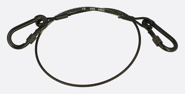 Doughty T220025 25Kg Safety Bond (Black) (3mm X 585mm Long With M6 Carbine Hook) 