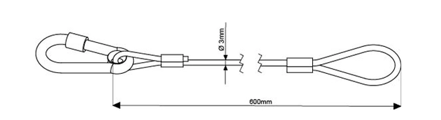 Doughty T22001 15Kg Safety Bond (Black) (3mm X 585mm Long With M6 Carbine Hook) 