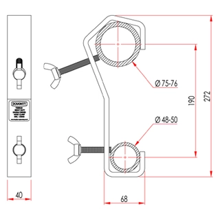 Doughty T20910 Hook Clamp Double Ended (To Suit 51mm / 65mm) (Black) 