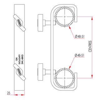 Doughty T20700 Hook Clamp Double Ended (300mm Centres) 