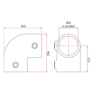 Doughty T12500 Pipeclamp 90 Degree Elbow 