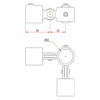 Doughty T16800 Pipeclamp Corner Swivel Combination 90 Deg. 