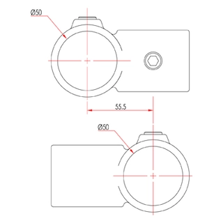 Doughty T16100 Pipeclamp Crossover 90 Deg. 
