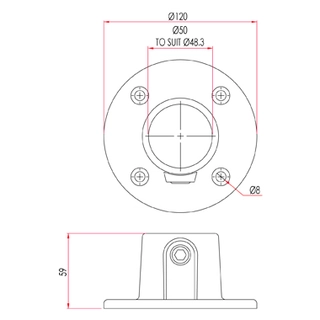 Doughty T13100 Pipeclamp Base Flange 