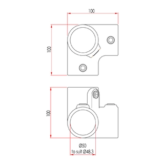 Doughty T12800 Pipeclamp 3 Way 90 Degree Elbow 