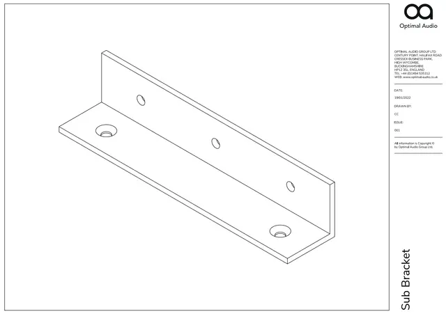 Optimal Audio Sub Bracket (Pair) (Black) Wall & Ceiling bracket for Sub 10 