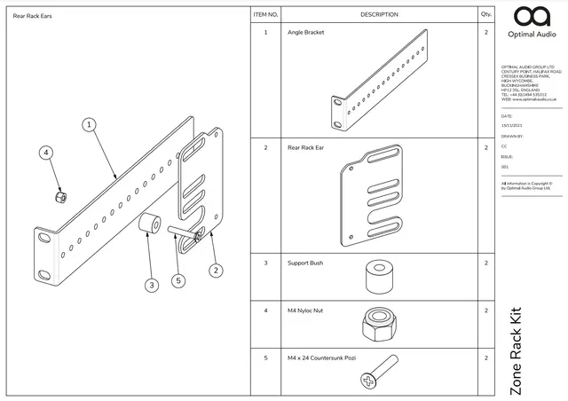 Optimal Audio Rack Kit C Zone Rear Rack support kit 