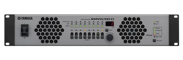 Yamaha XMV8280D 8ch forsterker Dante. 8x280W 8O/4O,8 x 250W 100V/70V. 