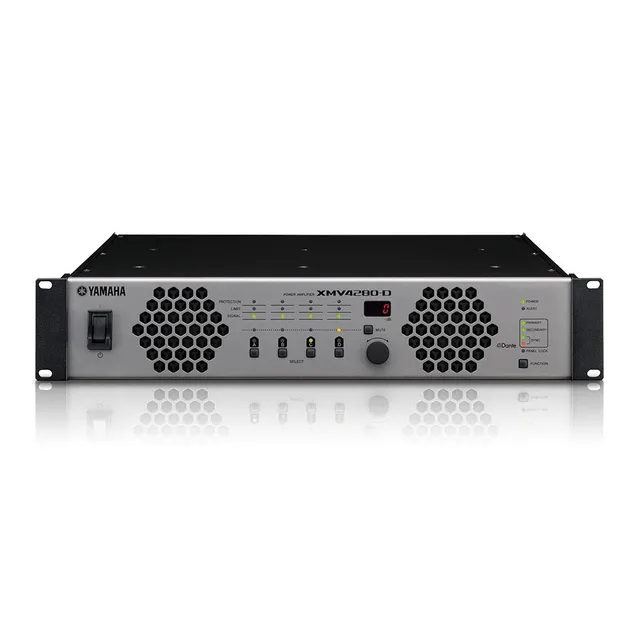 Yamaha XMV4280D 4ch forsterker Dante. 4x280W 8O/4O,  4 x 250W 100V/70V. 