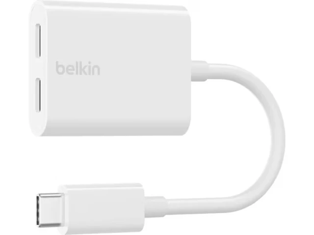 Belkin USB-C Audio + Charge Adapter hvit PD60W, 2x USB-C 