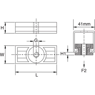 Kwikstrut Expanson Slide Polyamid For 41mm skinne,  M10, ELZ 