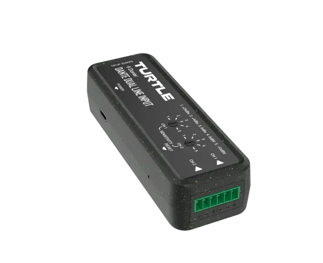 Turtle AV Dante Dual Channel Analog Line Input Adapter with Gain Controls 
