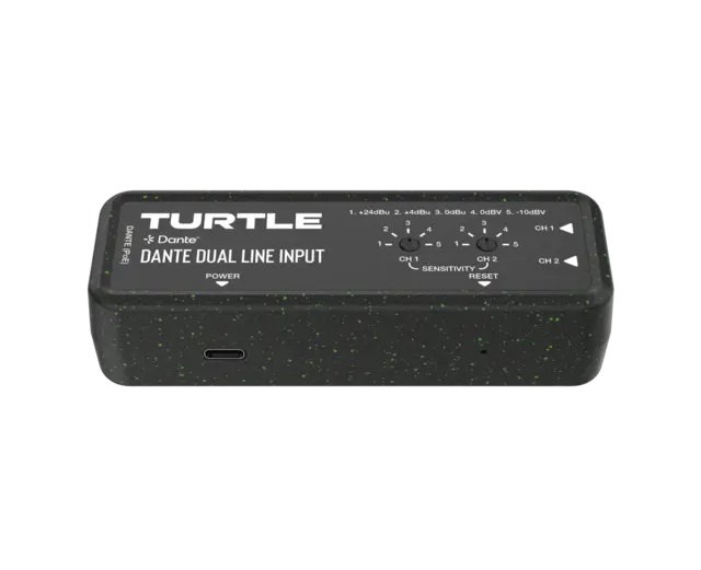 Turtle AV Dante Dual Channel Analog Line Input Adapter with Gain Controls 