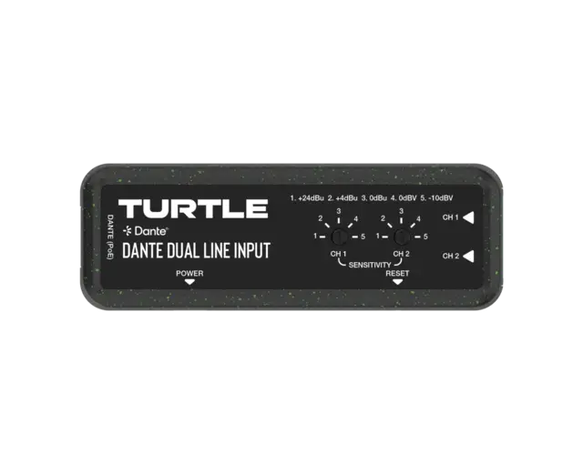 Turtle AV Dante Dual Channel Analog Line Input Adapter with Gain Controls 