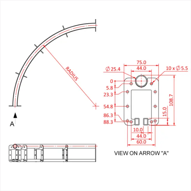 Doughty T63730 Sixtrack 90° Curves 0,5 m x 90° 