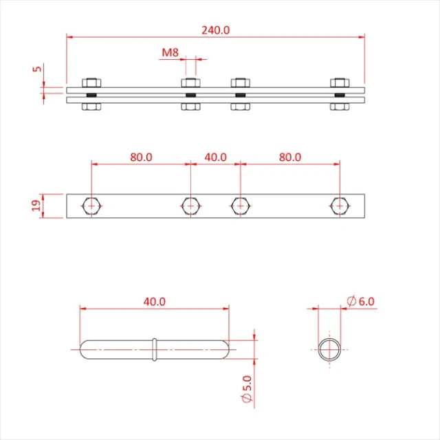 Doughty T84070 Studio Rail 60 Studio Rail Joiner Kit (Silver) 
