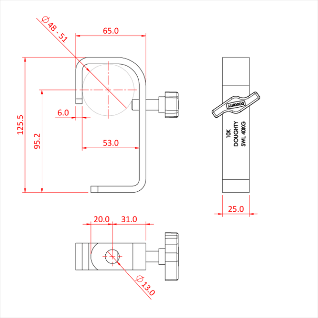 Doughty T20100 Hook Clamp (25 X 6 Flat) 50mm Standard Silver 