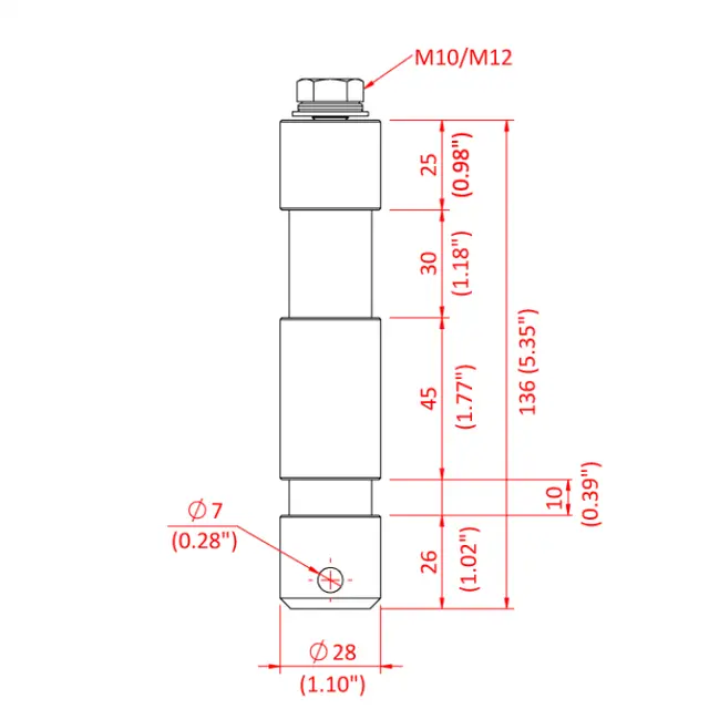 Doughty T74700 M10 Female Tv Spigot (Steel) (Long Shank Euro) 