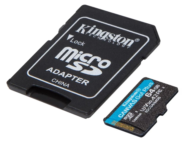 Kingston Canvas Go! Plus microSD 64GB Class 10, UHS-I, U3, V30, A2, 200MB/s re 