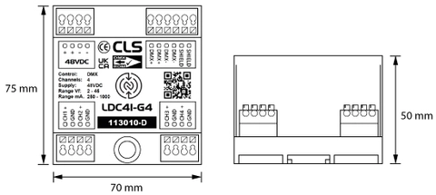 CLS LDC-41 G4 LED driver DMX DIN-rail 4 channels, output: 0.25-1A / 3V-45V per 