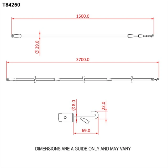 Doughty T84250 3.7M Telescopic Operators Pole (2 Section) 
